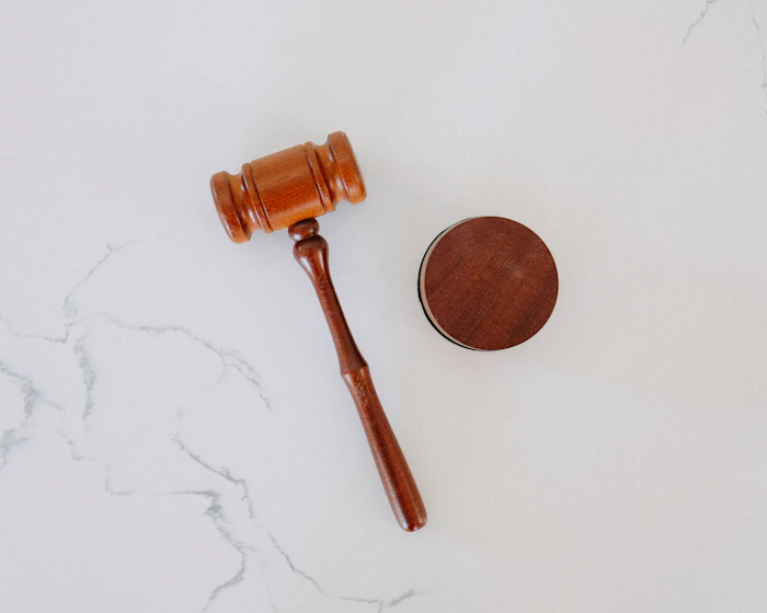 Judge's gavel on marble
